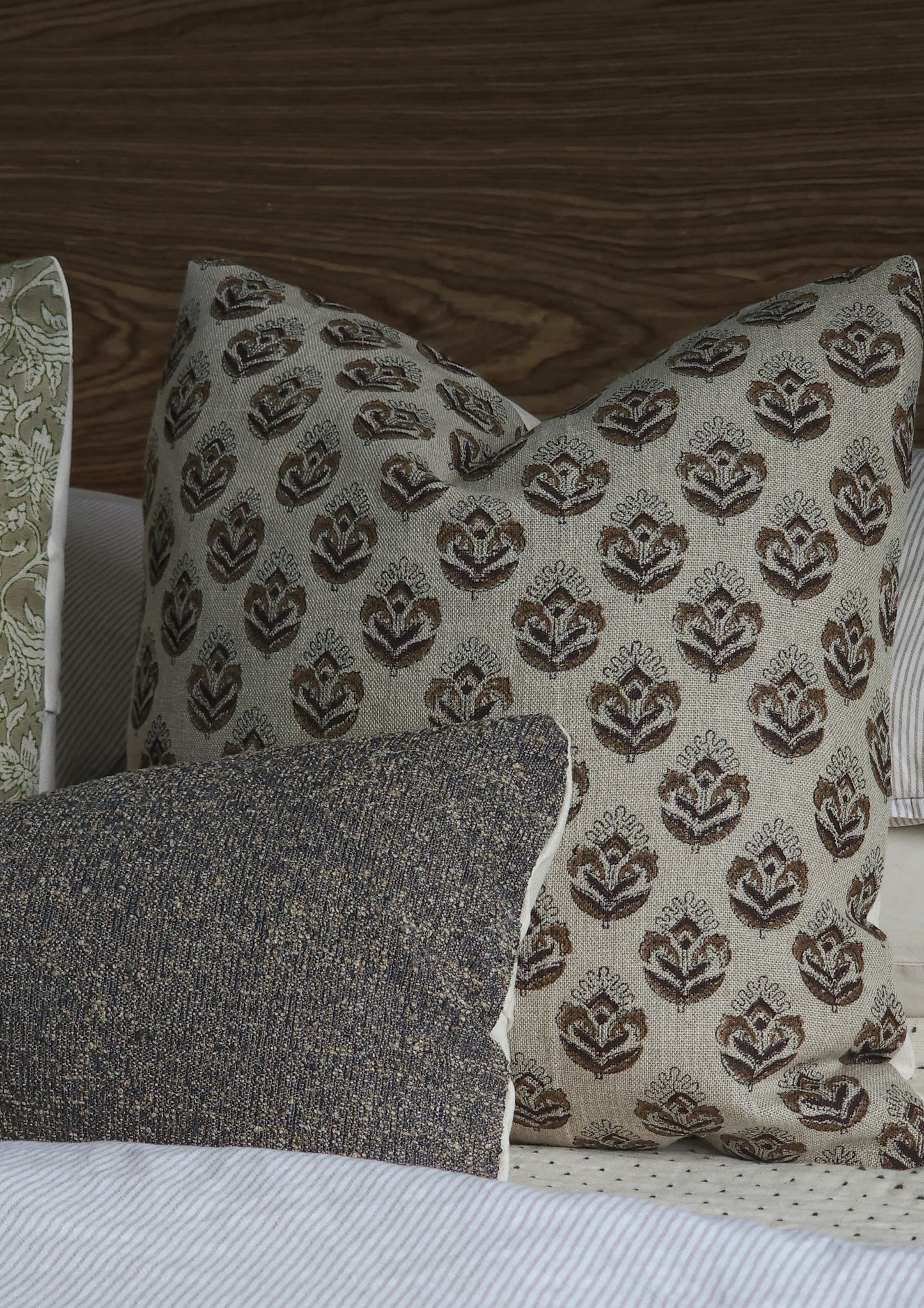 "Dorothy" Linen Blockprint Throw Pillow