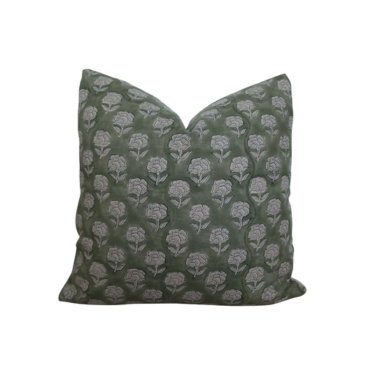 "Charlie" Linen Blockprint Throw Pillow