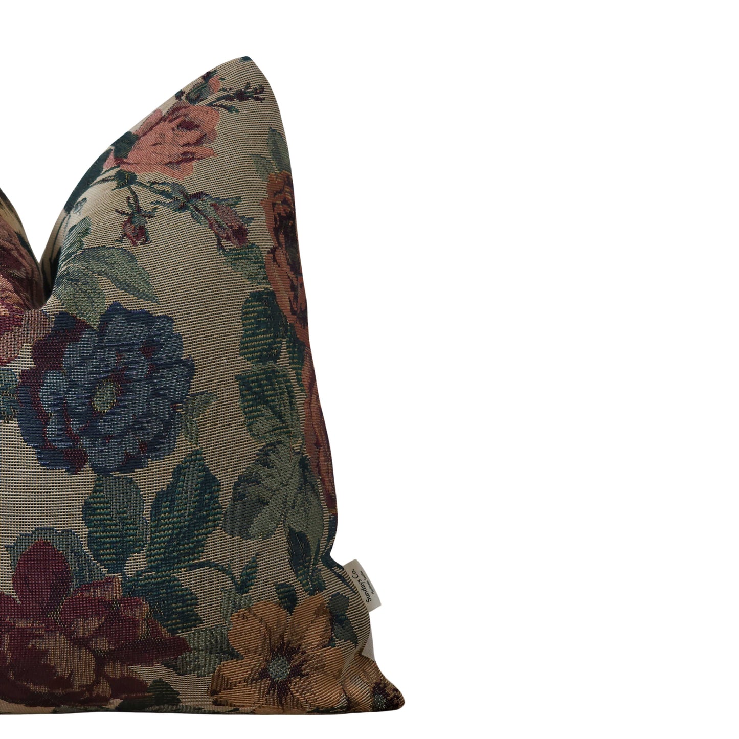 ELLIE || Floral Tapestry Throw Pillow, Vintage Inspired French Tapestry Pillow. Bold Floral Pillow Cover with High Texture