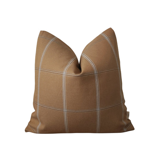 BEN || Brown Check Neutral Throw Pillow, Warm Toned Plaid Throw Pillow, Rustic Check Throw Pillow.