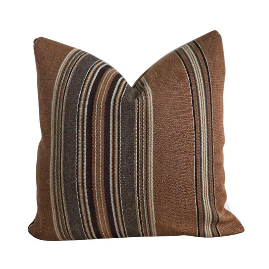 BILLIE || Asymmetrical brown Striped Throw Pillow, amber interiors inspired pillow, black, grey and beige pillow. Earthy pillows