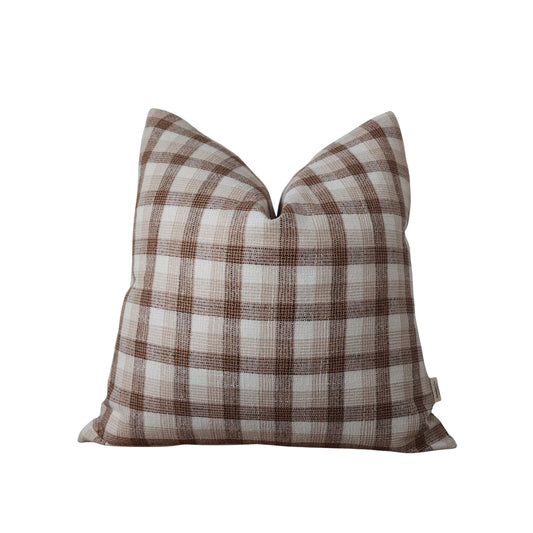 VERN || Rustic Plaid Throw Pillow, Brown and Rust Farmhouse Throw Pillow. Country Check Throw Pillow Cover, Traditional decor