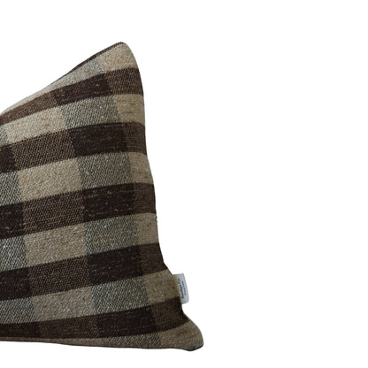 JACK || Brown and Tan Check Throw Pillow Cover. Warm Toned Check Throw Pillow, Brown Plaid Textured Throw Pillow Cover.