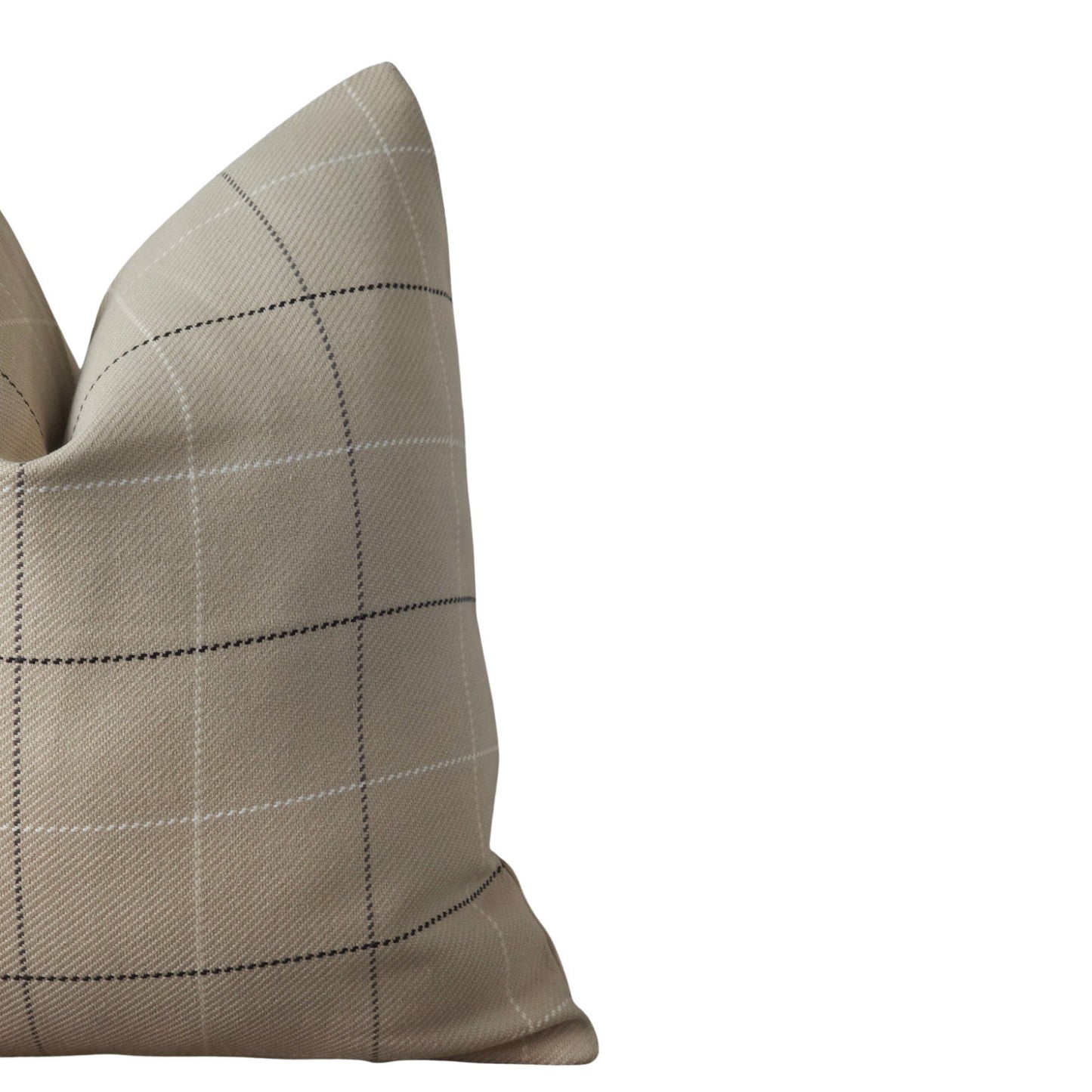 COLIN || Beige Neutral Check Throw Pillow Cover. Minimal Neutral Beige Plaid Pillow. Bedroom and Livingroom Throw Pillow Cover.