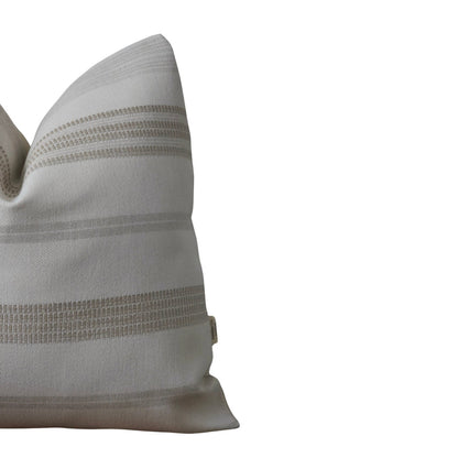 LILA || White and Greige Stripe Outdoor Throw Pillow Cover. Sunbrella Jacquard Neutral Patio Throw Pillows. Neutral Patio Decor