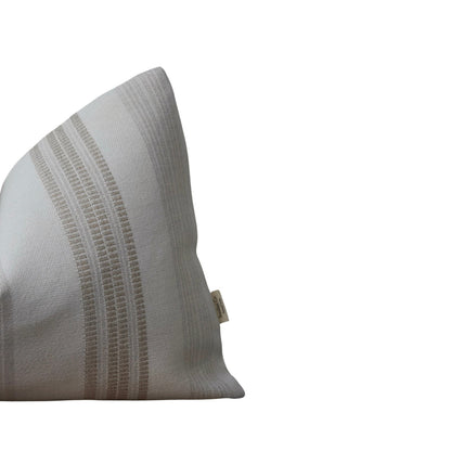 LILA || White and Greige Stripe Outdoor Throw Pillow Cover. Sunbrella Jacquard Neutral Patio Throw Pillows. Neutral Patio Decor