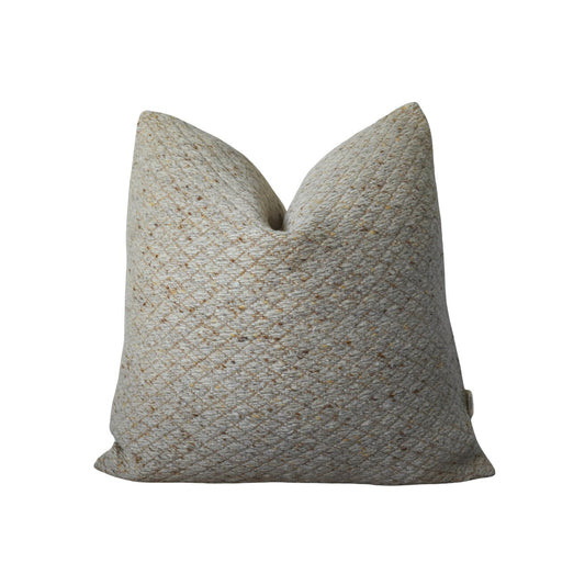 OLLIE || Organic Neutral Wool Throw Pillow, High Textured Check Pattern Throw Pillow Cover