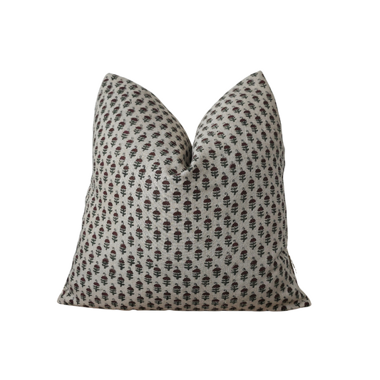 KELSEY || Dainty Flower Hand Block Print Throw Pillow Cover.