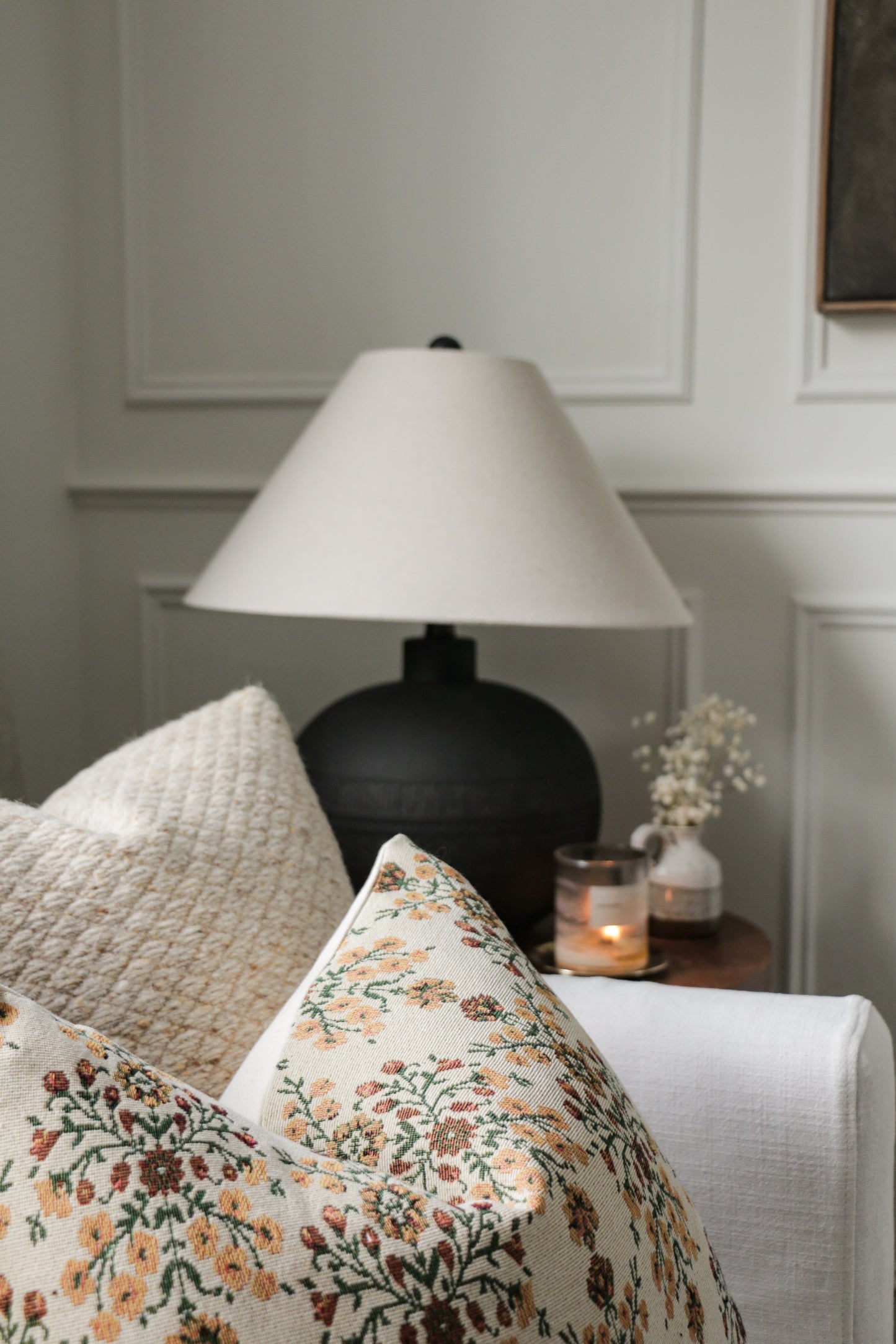 BLAKELY || Floral Tapestry Throw Pillow, Vintage Inspired French Tapestry Pillow.