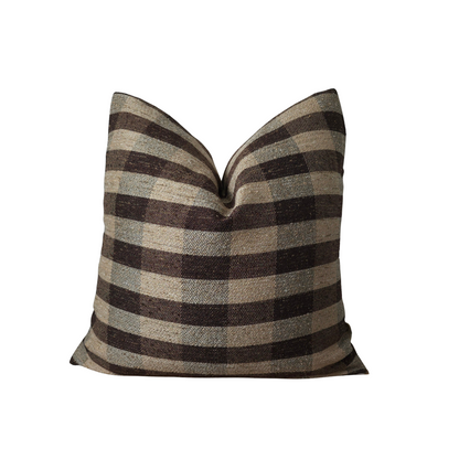 JACK || Brown and Tan Check Throw Pillow Cover. Warm Toned Check Throw Pillow, Brown Plaid Textured Throw Pillow Cover.