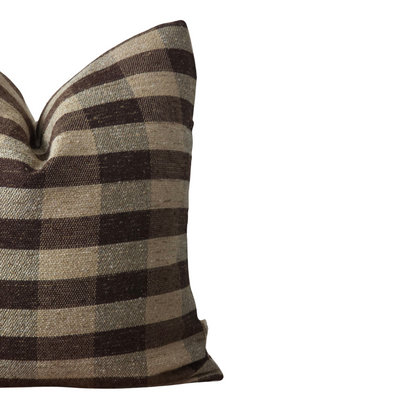 JACK || Brown and Tan Check Throw Pillow Cover. Warm Toned Check Throw Pillow, Brown Plaid Textured Throw Pillow Cover.