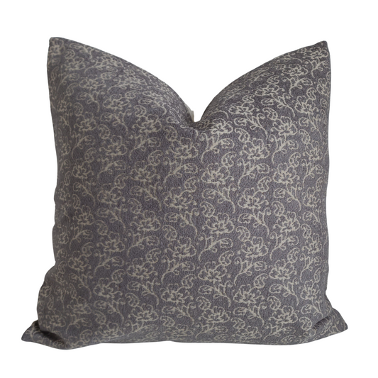 "Bett" Floral Gray/Blue Textured Throw Pillow